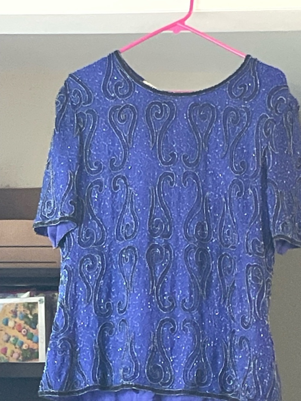 Stenay Beaded Cobalt Blue Short-Sleeve Top
